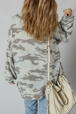 Hazel Blues® |  Multicolour Retro Camouflage Print Exposed Seam Patchwork Drop Shoulder Sweatshirt