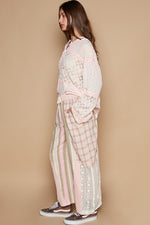 Hazel Blues® |  POL Drawstring Plaid Print Lace Straight Pants