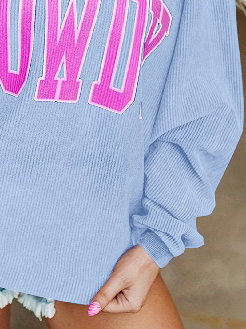 Hazel Blues® |  HOWDY Graphic Round Neck Sweatshirt