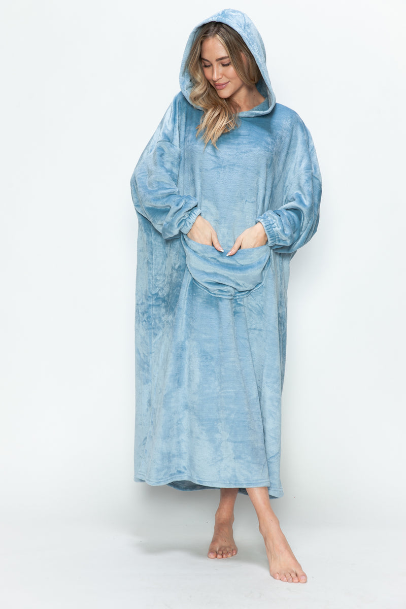 Hazel Blues® |  Double Take Pocketed Hooded Midi Lounge Dress