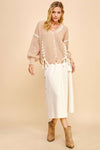 Hazel Blues® |  Davi & Dani Lace-Up Ribbon Bow Button Down Cardigan
