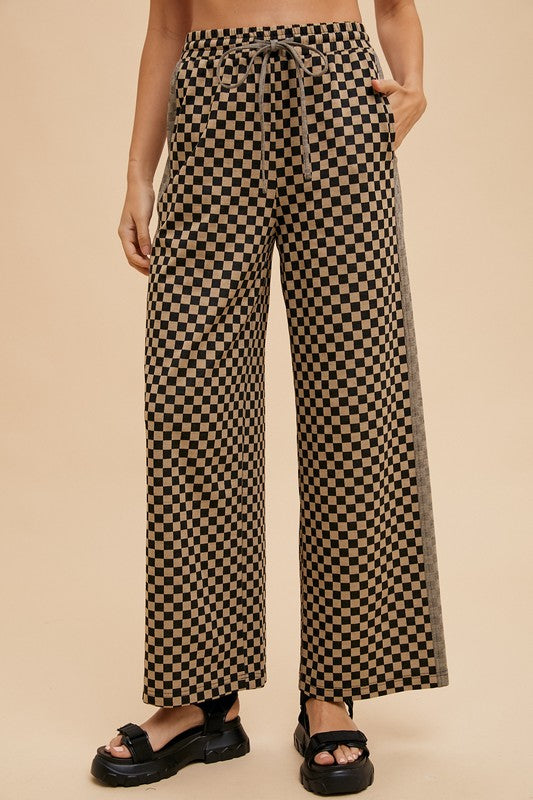 Hazel Blues® |  Annie Wear Drawstring Checkered Wide Leg Pants