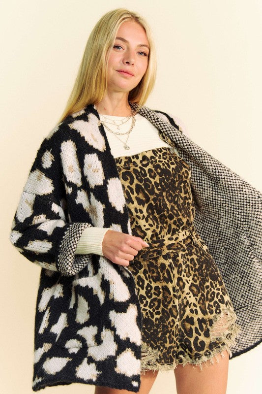 Hazel Blues® |  Davi & Dani Leopard Open Front Long Sleeve Cardigan