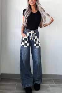 Hazel Blues® |  Checkered Wide Leg Jeans