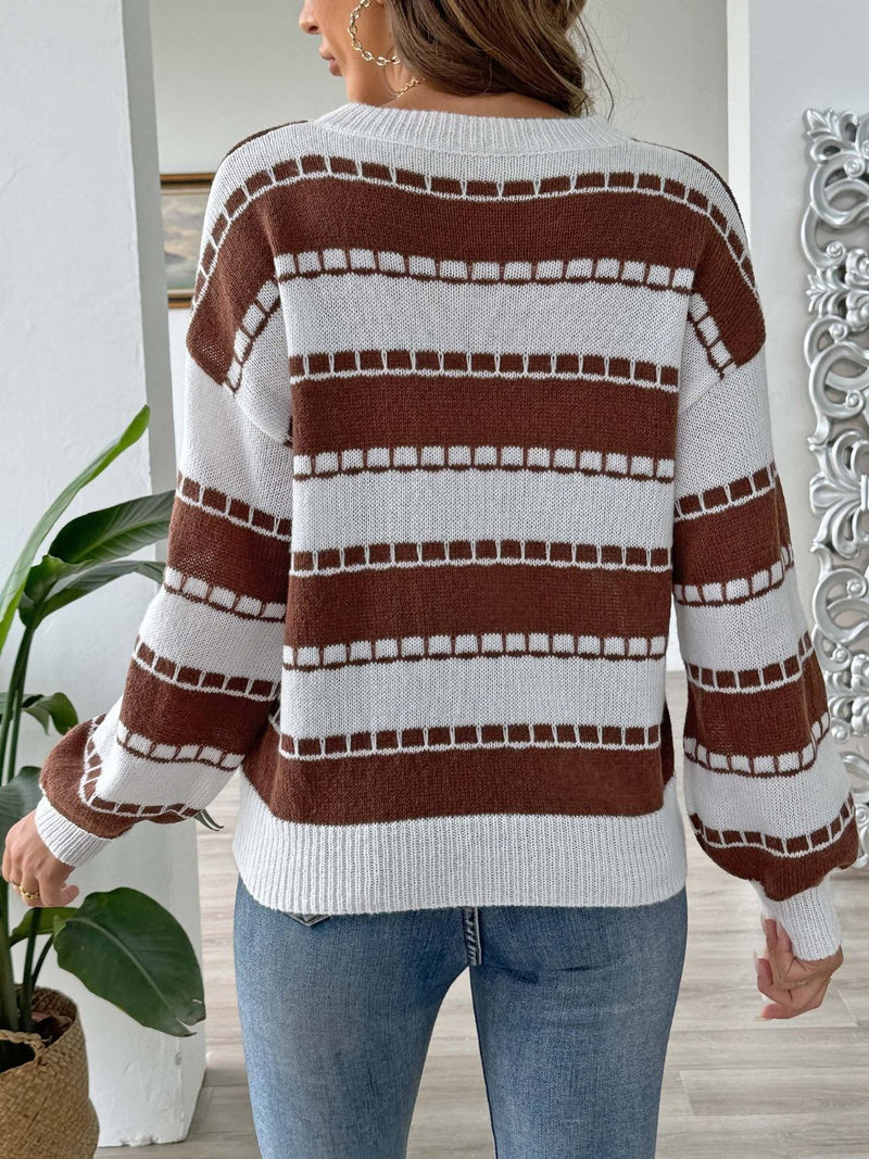 Hazel Blues® |  Heart Round Neck Long Sleeve Sweater