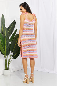 Hazel Blues® |  Striped Tie Shoulder Split Cover Up Dress