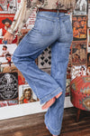 Hazel Blues® |  Beau Blue Tailored Center Seam Detail Straight Loose High Rise Jeans