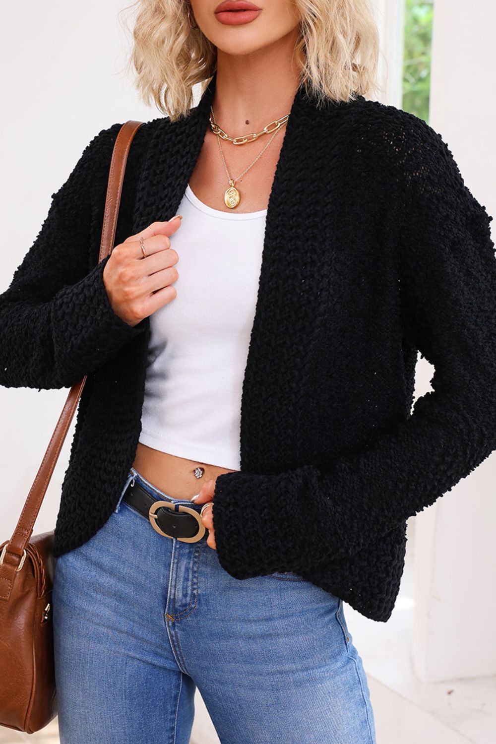 Hazel Blues® |  Solid Color Open Front Cardigan