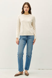 Hazel Blues® |  Be Cool Heathered Round Neck Long Sleeve Sweater