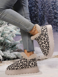 Hazel Blues® |  Thermal Leopard Round Toe Platform Boots