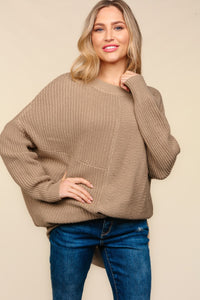 Hazel Blues® |  Haptics Side Slit Texture Asymmetric Sweater