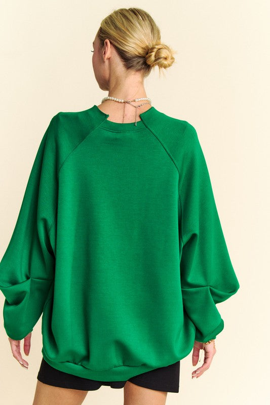 Hazel Blues® |  Davi & Dani Round Neck Raglan Sleeve Sweatshirt