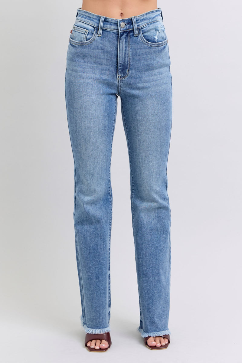 Hazel Blues® |  Judy Blue Raw Hem High Rise Bootcut Jeans