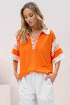 Hazel Blues® |  Hailey & Co Contrast Stripe Polo Shirt