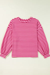 Hazel Blues® |  Striped Round Neck Long Sleeve Sweatshirt