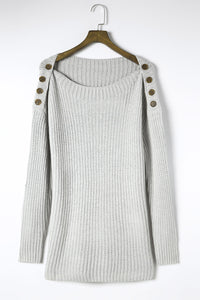 Hazel Blues® |  Side Slit Boat Neck Long Sleeve Sweater