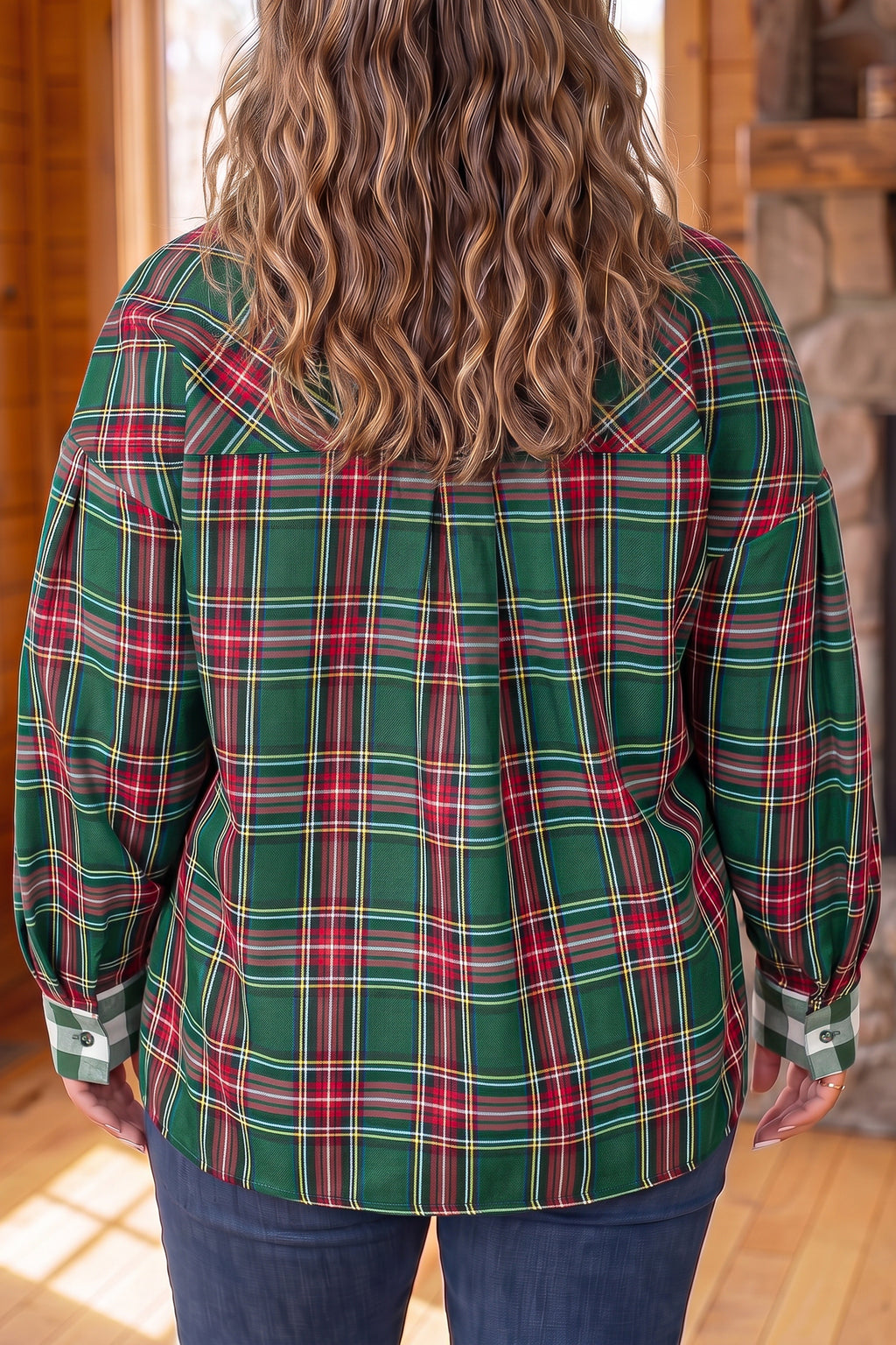 Evangeline Hope Green Christmas Plaid Shirt