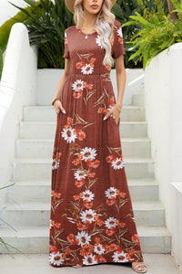 Hazel Blues® |  Printed Round Neck Short Sleeve Maxi Dress