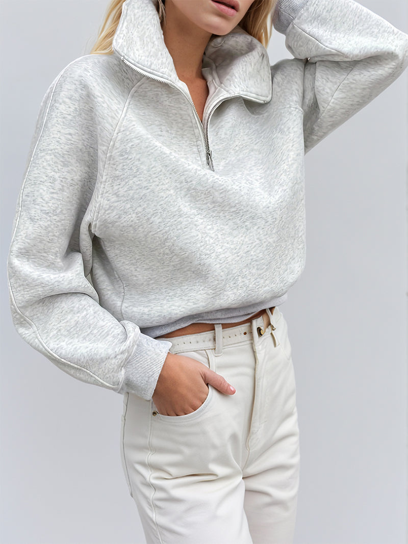 Hazel Blues® |  Half Zip Long Sleeve Sweatshirt