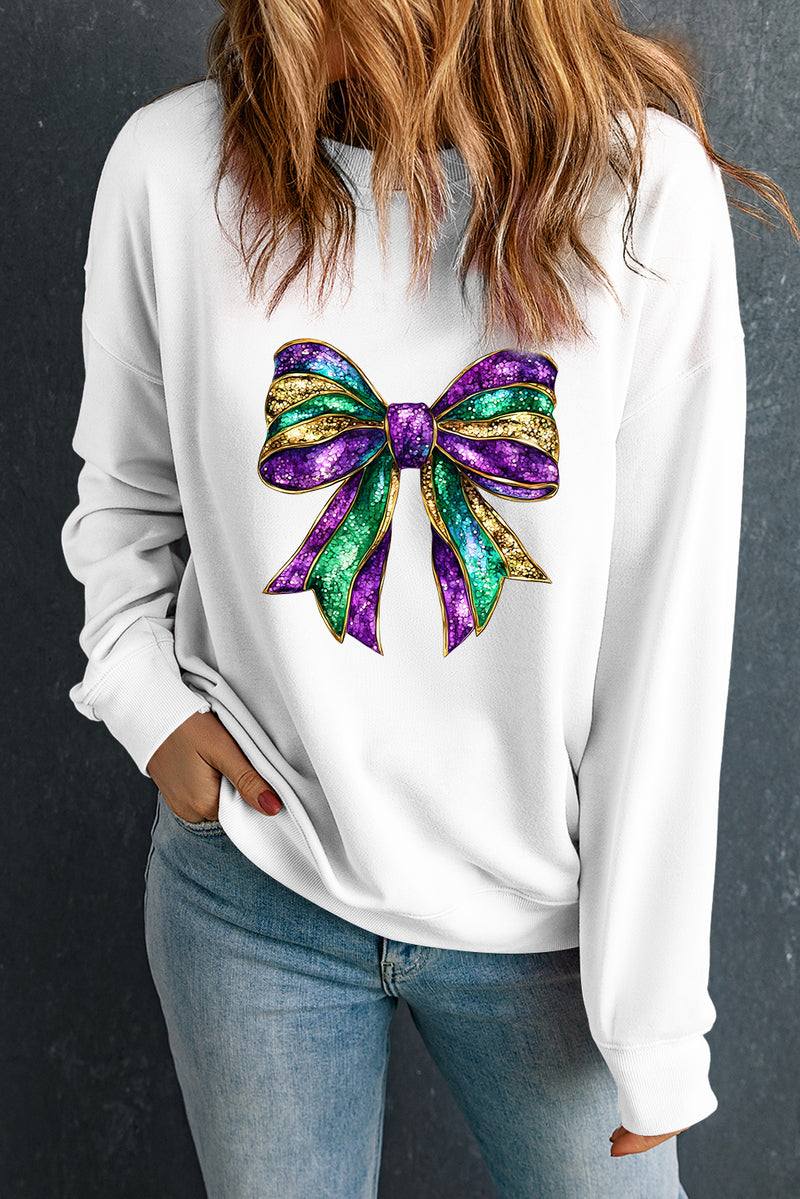 Hazel Blues® |  Bow Round Neck Long Sleeve Sweatshirt