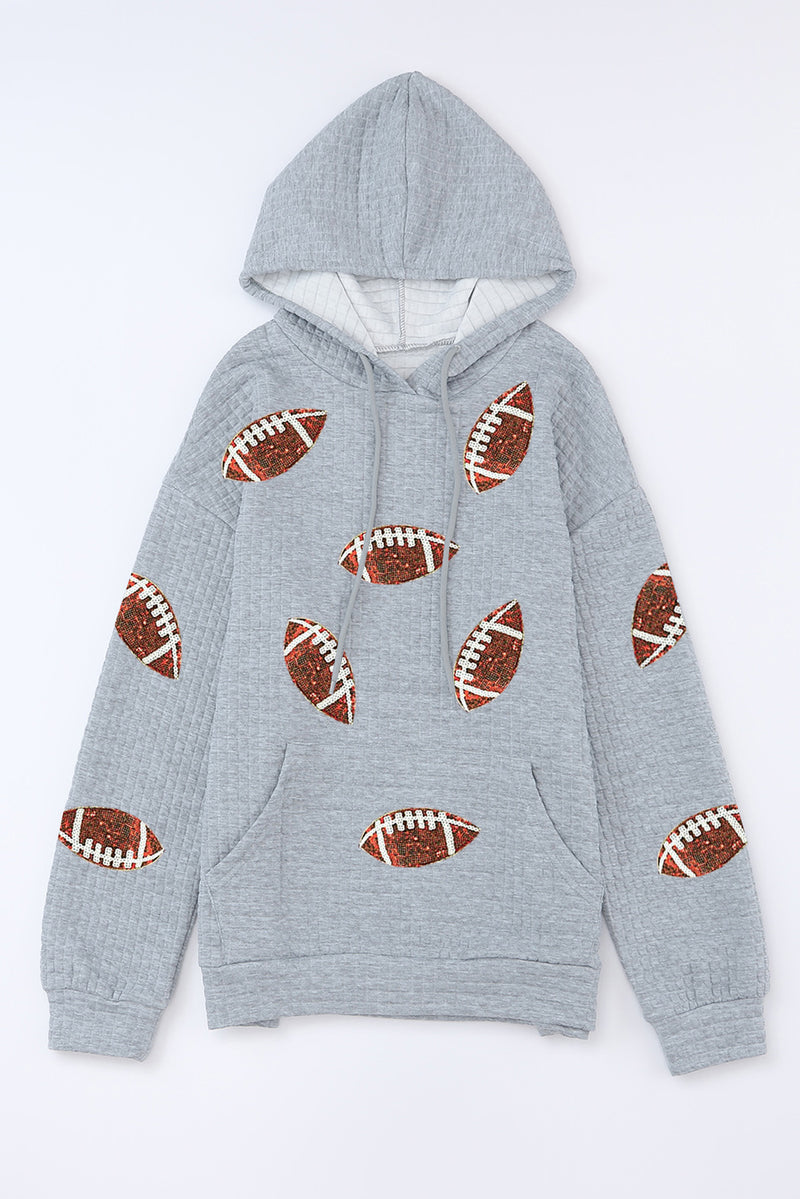 Hazel Blues® |  Drawstring Football Long Sleeve Hoodie