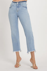 Hazel Blues® |  RISEN High Rise Raw Edge Crop Jeans