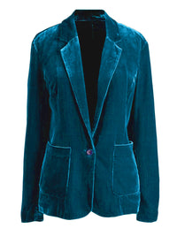 Hazel Blues® |  Pocketed Button Up Lapel Collar Blazer