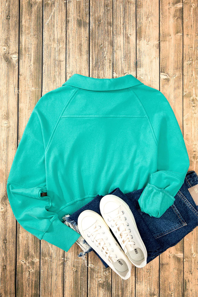 Hazel Blues® |  Half Zip Long Sleeve Sweatshirt