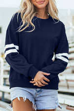 Hazel Blues® |  Evergreen Varsity Striped Detail Drop Shoulder Oversized Sweatshirt