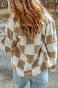 Hazel Blues® |  Checkered Snap Down Long Sleeve Jacket