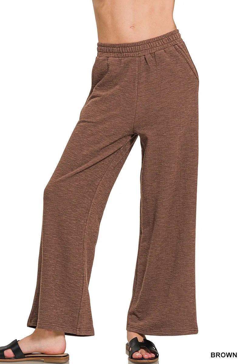 Hazel Blues® | Zenana Cotton Slub Wide Leg Pants
