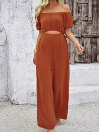 Hazel Blues® |  Cutout Off Shoulder Wide Leg Jumpsuit