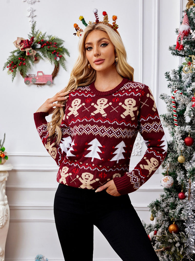 Hazel Blues® |  Gingerbread Round Neck Long Sleeve Sweater