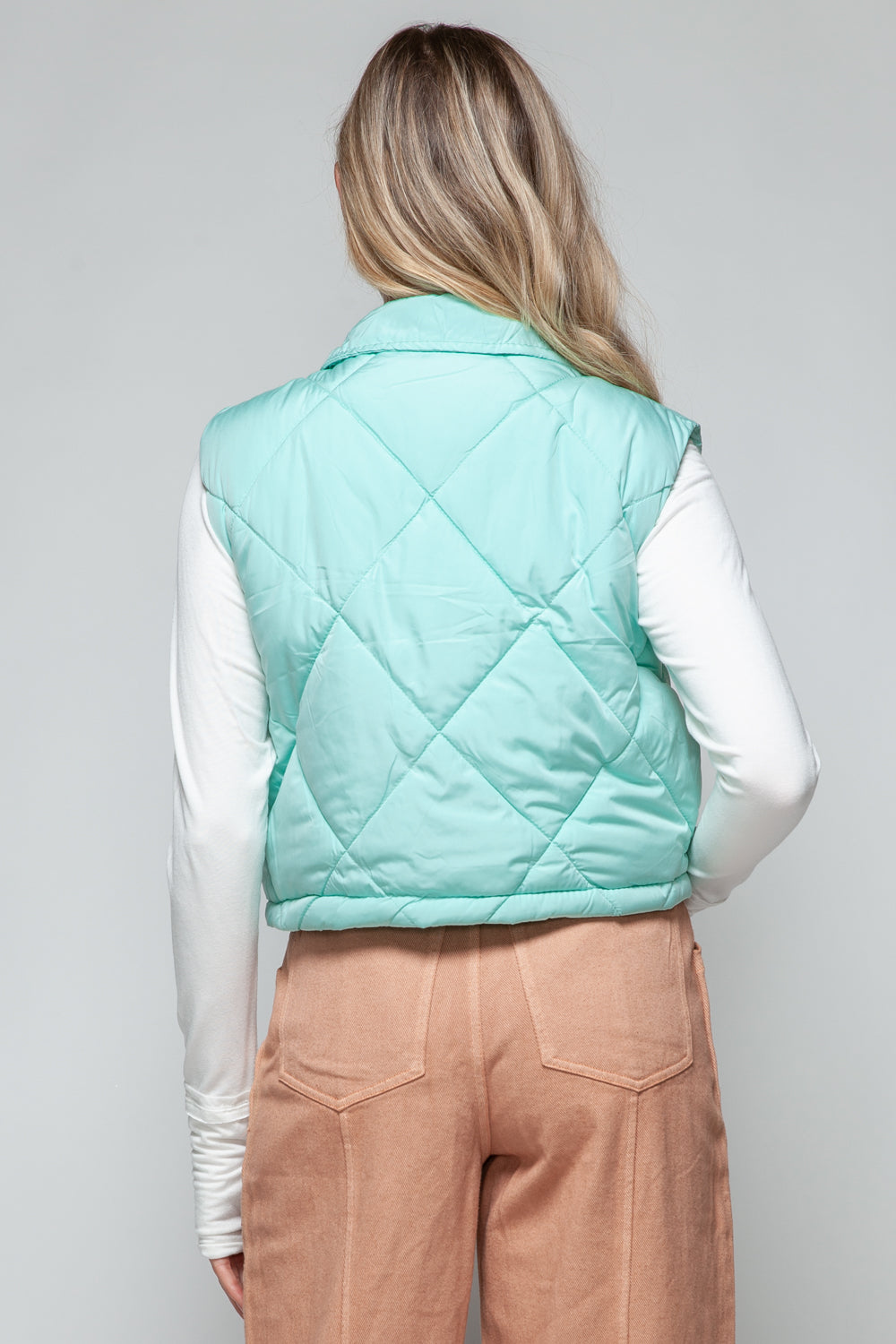 Hazel Blues® |  Snobbish Snap Down Quilted Crop Vest