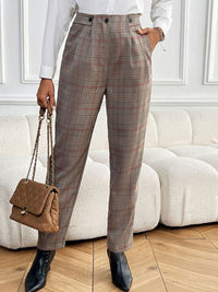 Hazel Blues® |  Perfee Plaid Straight Pants with Pockets