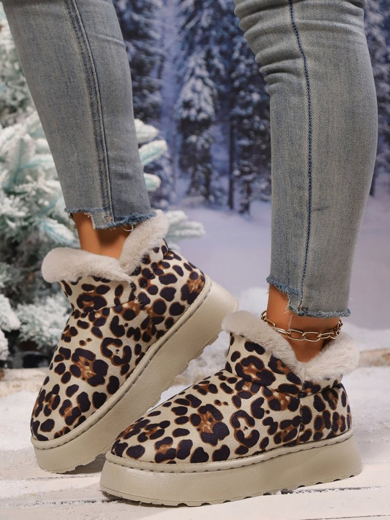 Hazel Blues® |  Thermal Leopard Round Toe Platform Boots