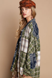 Hazel Blues® |  POL Patchwork Plaid Button Up Shirt