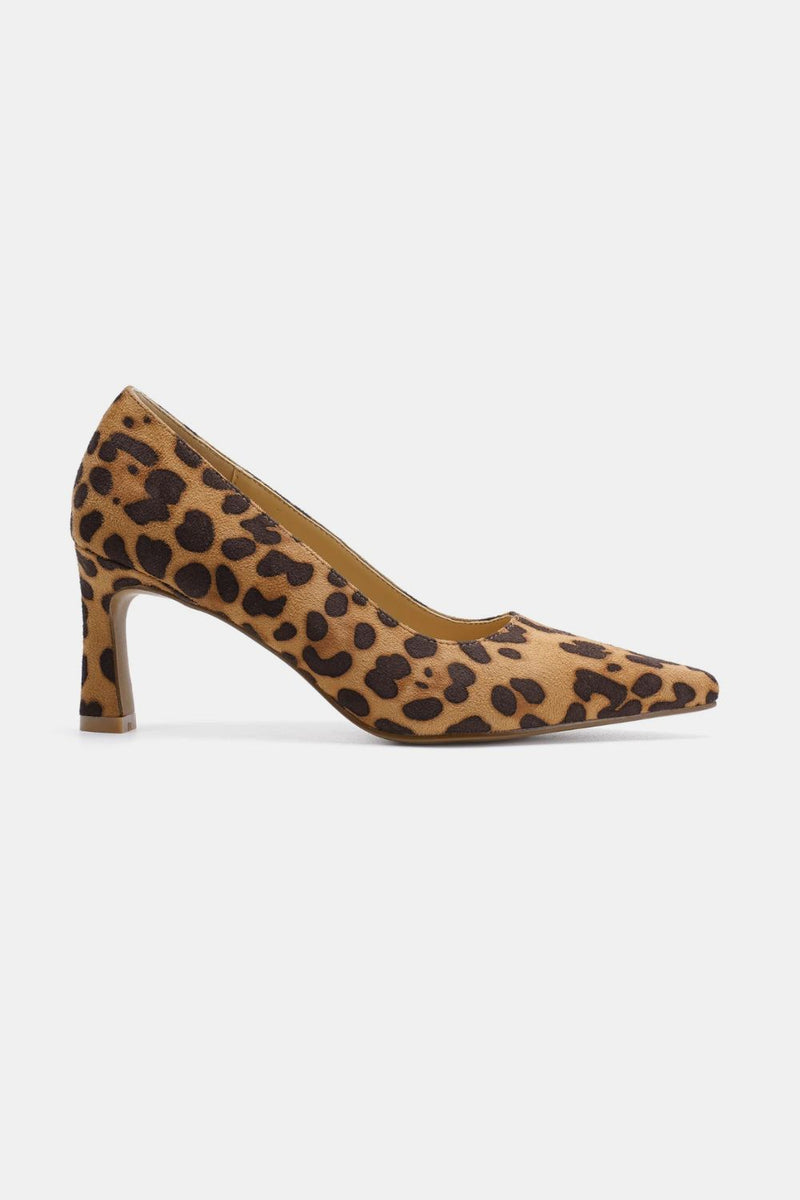 Hazel Blues® |  Beast Fashion Faux Suede Leopard Point Toe Pumps