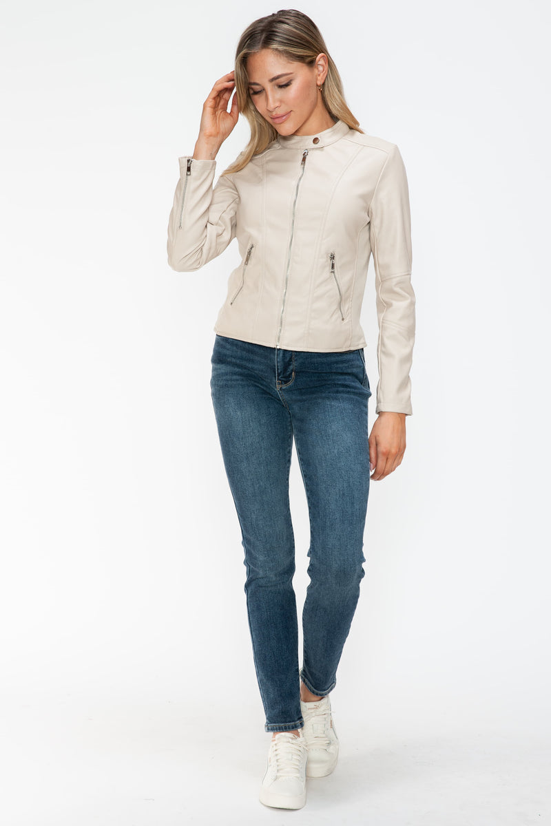 Hazel Blues® |  Snobbish PU Leather Zip Up Jacket with Pockets