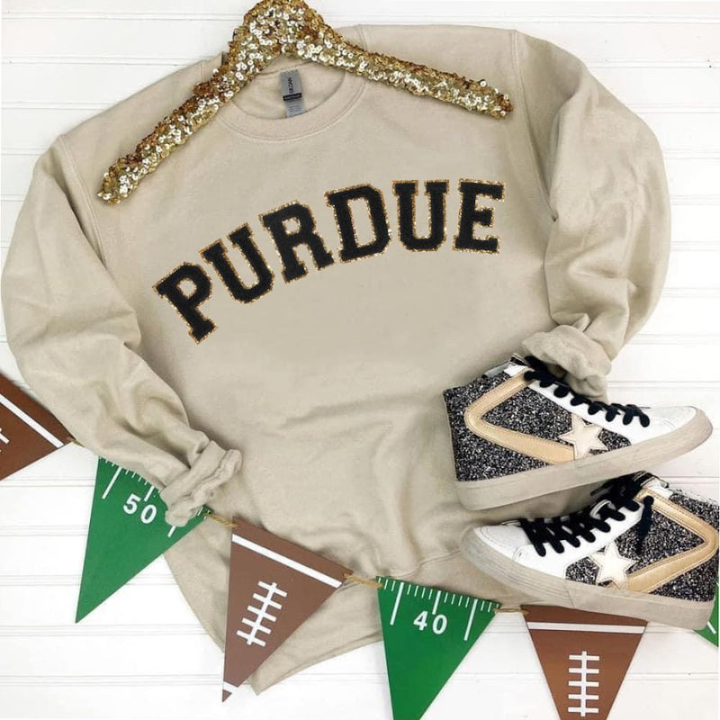 Hazel Blues® | Game Day Patch Sweatshirt: PURDUE