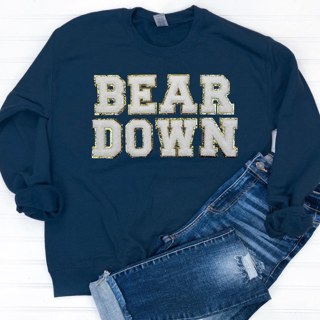 Hazel Blues® | Game Day Patch Sweatshirt: BEAR DOWN