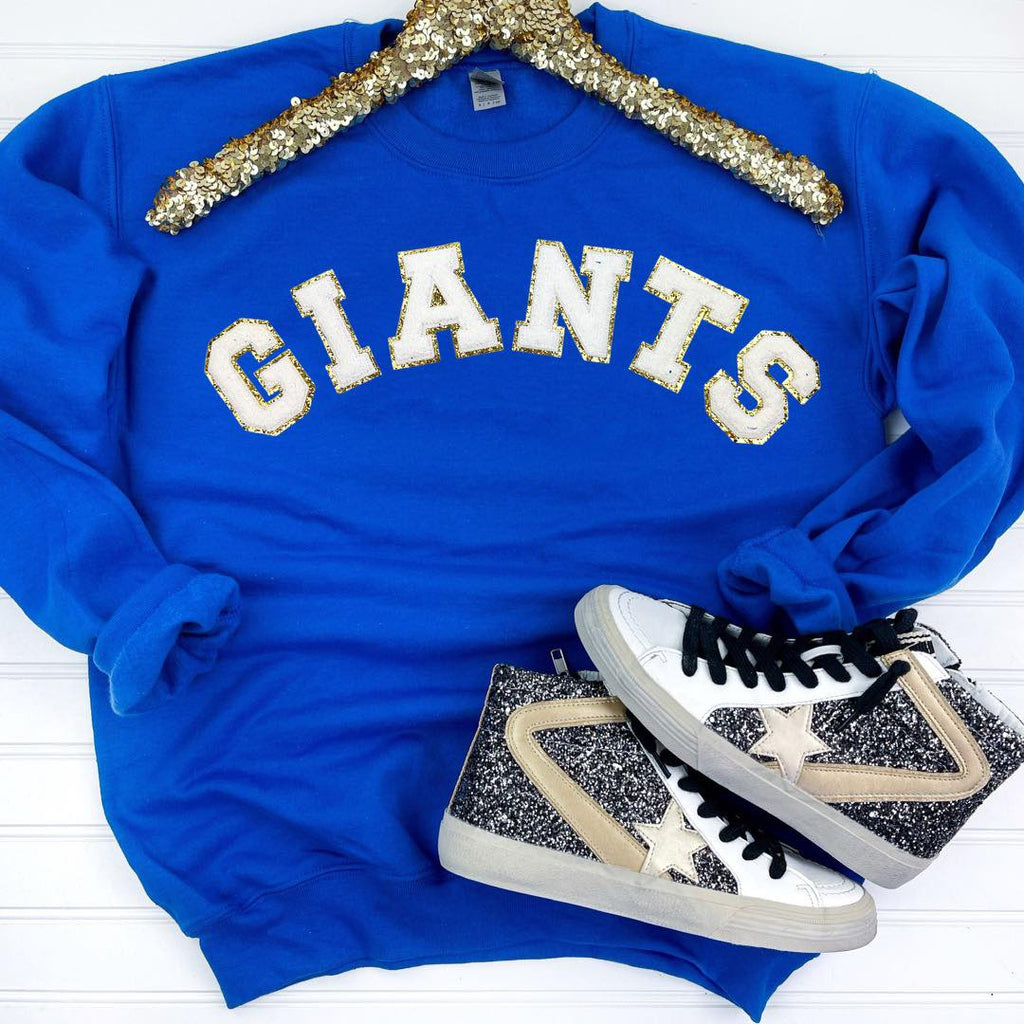 Hazel Blues® |  Game Day Patch Sweatshirt: GIANTS