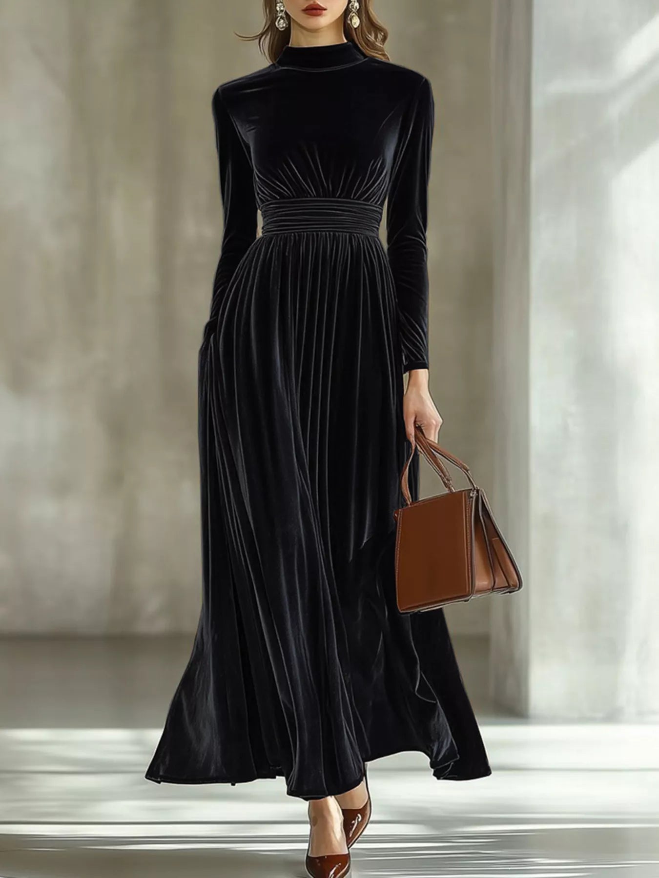 Mock-Neck Long-Sleeve Maxi Dress – Hazel Blues®