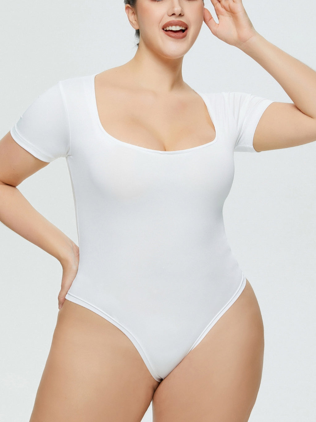 Hazel Blues® |  Square Neck Short Sleeve Bodysuit