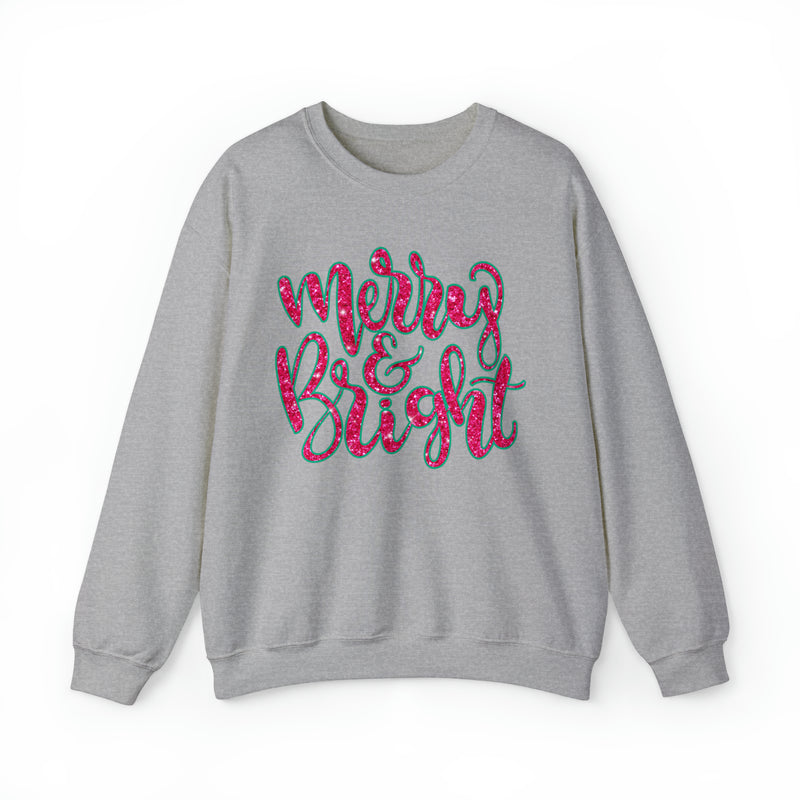 Hazel Blues® |  Merry & Bright Faux Glitter Graphic Sweatshirt