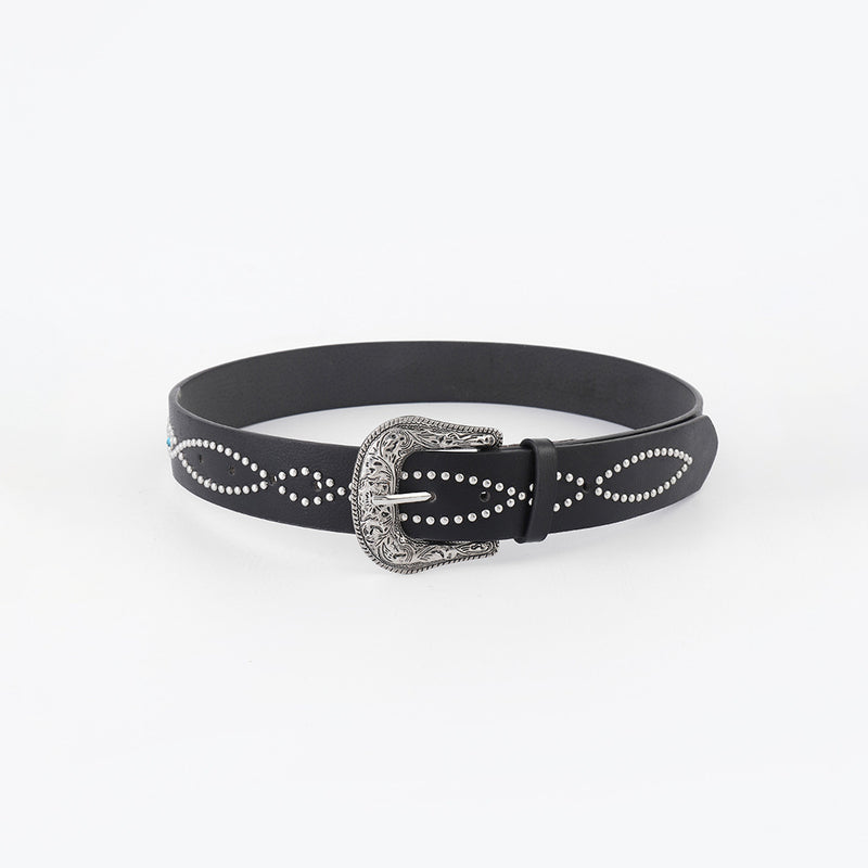 Hazel Blues® |  PU Leather Rhinestone Belt