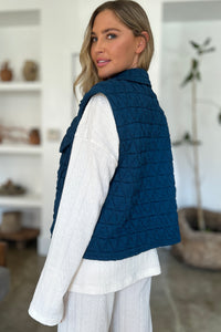 Hazel Blues® |  Double Take Pocketed Texture Snap Down Vest Coat