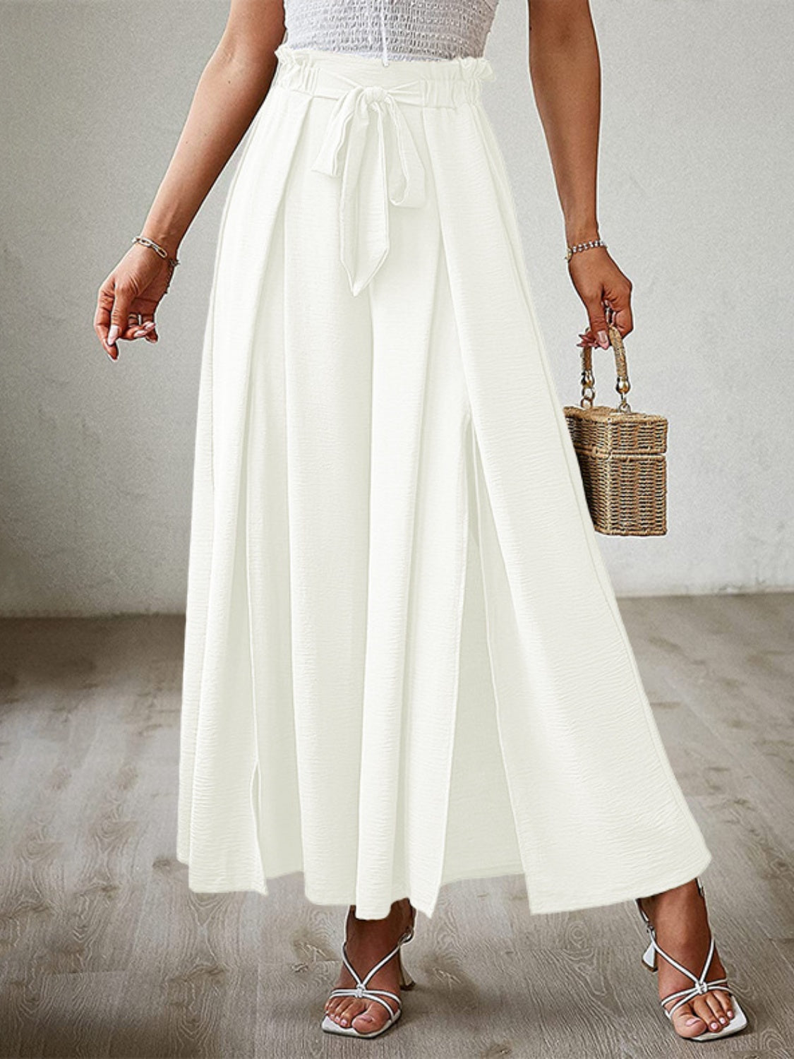 Hazel Blues® |  Tied Slit Wide Leg Pants