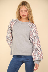 Hazel Blues® |  VERY J Printed Long Sleeve Round Neck Knit Top