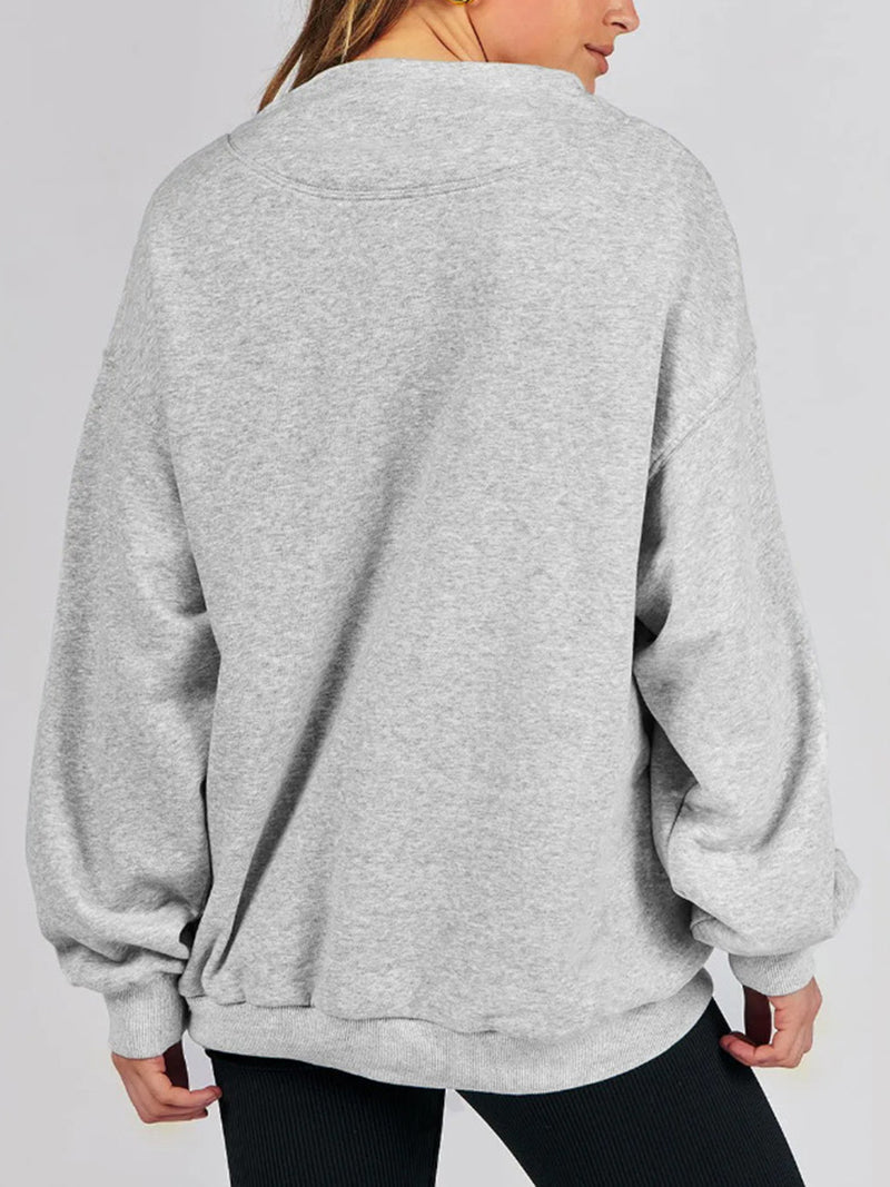 Hazel Blues® |  Mock Neck Drop Shoulder Long Sleeve Sweatshirt